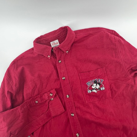 The Disney Store Other - Vintage 90s The Disney Store Mickey Mouse 1928 Red Flannel Shirt Men's Large